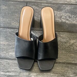 a new day Black Square Toe Slide Mules